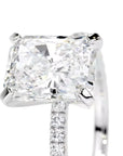 3 Carat Radiant Cut Lab Created Diamond Pave Solitaire Engagement Ring in 14 Karat White Gold - Boutique Pavè