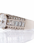 3 Carat Radiant Cut Triple Band Cubic Zirconia Engagement Ring In Sterling Silver - Boutique Pavè