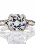 3 Carat Round Cut Cubic Zirconia Semi-Bezel Set Engagement Ring In Sterling Silver - Boutique Pavè