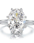 4 Carat Oval Cut Cubic Zirconia Pave Solitaire Engagement Ring in Platinum Plated Sterling Silver - Boutique Pavè