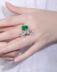 4.5 Carat Cushion Cut Lab Created Colombian Emerald Statement Ring in 9 Karat Gold - Boutique Pavè