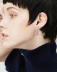 5 Carat Cushion and Heart Cut Fancy Pink Cubic Zirconia Drop Earrings in Platinum-Plated Sterling Silver - Boutique Pavè