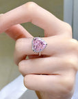 5 Carat Heart Cut Pink Cubic Zirconia Halo Engagement Ring - Boutique Pavè