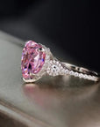 6 Carat Heart Cut Fancy Intense Pink Cubic Zirconia Engagement Ring in Platinum Plated Sterling Silver - Boutique Pavè