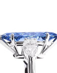 6.25 Carat Marquis Cut Vivid Blue Moissanite Engagement Ring in 18 Karat White Gold - Boutique Pave