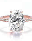 6 Carat Oval Cut 5A Rated Cubic Zirconia Pave Solitaire Engagement Ring in Rose Gold Plated Sterling Silver - Boutique Pavè