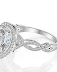 6 Carat Pear Cut 5A Rated Cubic Zirconia Halo Engagement Ring in Platinum Plated Sterling Silver - Boutique Pavè