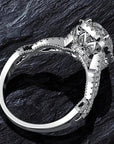 6 Carat Pear Cut 5A Rated Cubic Zirconia Halo Engagement Ring in Platinum Plated Sterling Silver - Boutique Pavè