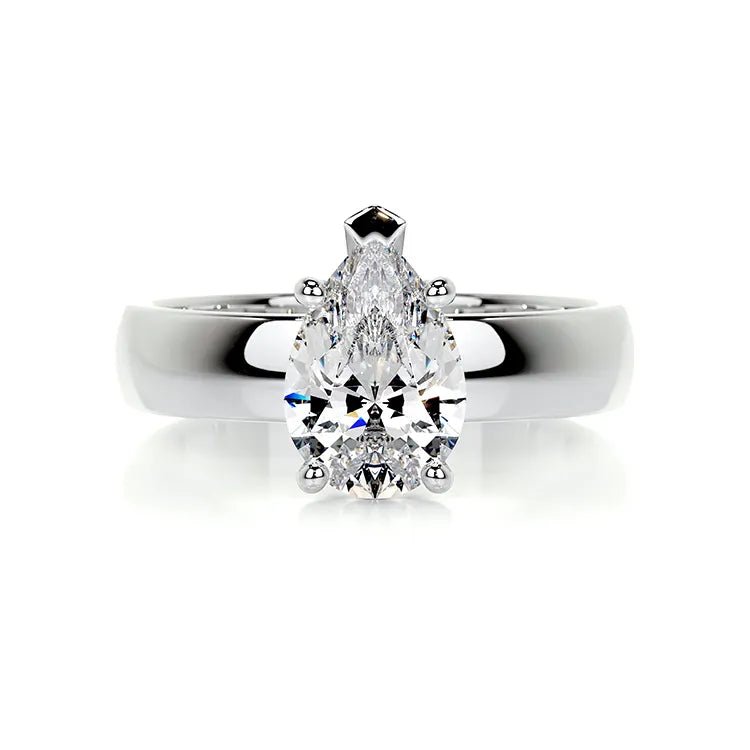 .75 Carat Brilliant Pear Cut Moissanite Solitaire Engagement Ring in Platinum - Boutique Pavè