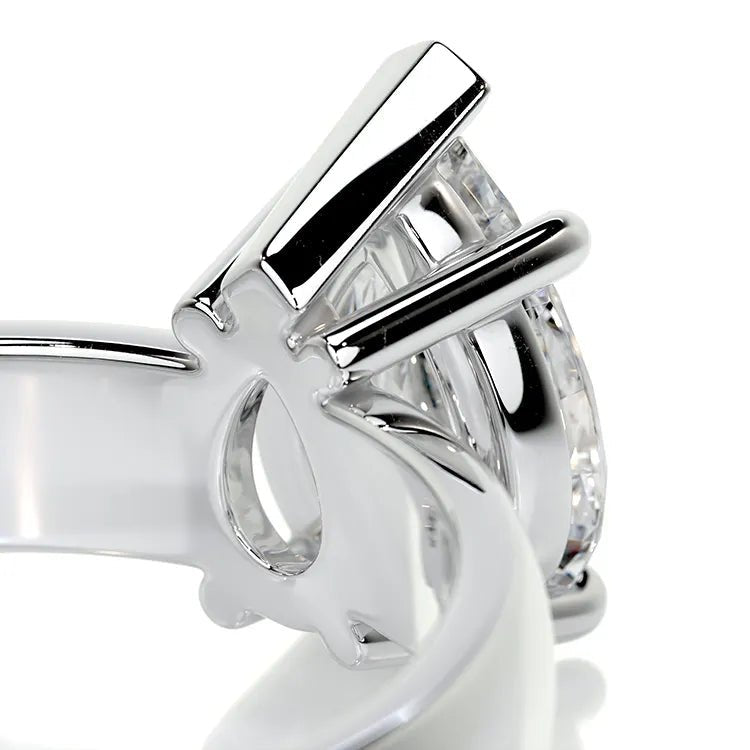 .75 Carat Brilliant Pear Cut Moissanite Solitaire Engagement Ring in Platinum - Boutique Pavè