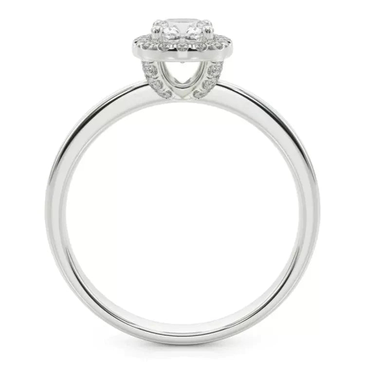 .75 Carat Cushion Cut Lab Created Diamond Engagement Ring in 14 Karat White Gold - Boutique Pavè