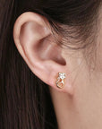 Adorable Cat Shaped Cubic Zirconia Stud Earrings in Yellow Gold Plated Sterling Silver - Boutique Pavè