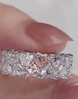 Luxurious 12 Carat Heart Cut Lab Created Diamond Eternity Ring in 14 Karat Gold
