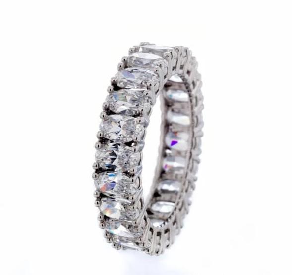 Brilliant Oval Cubic Zirconia Eternity Band In Sterling Silver - Boutique Pavè