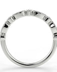 Brilliant Pave Set Round Moissanite in Round and Marquis Shaped Anniversary Band in 18 Karat White Gold - Boutique Pavè