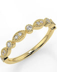 Brilliant Pave Set Round Moissanite in Round and Marquis Shaped Anniversary Band in 18 Karat Yellow Gold - Boutique Pavè