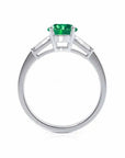 Brilliant Round Cut Lab Created Emerald Moissanite Accent Engagement Ring in 14 Karat Gold - Boutique Pavè