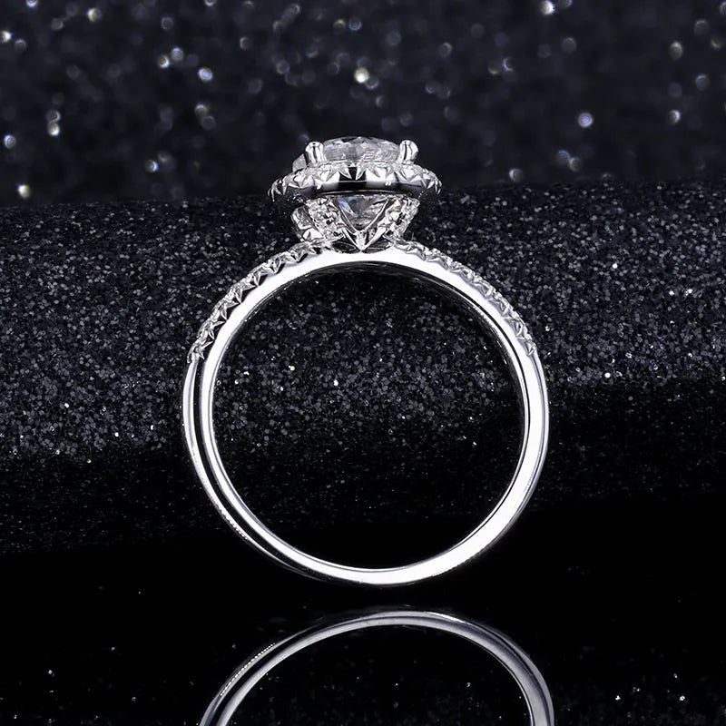 Brilliant Round Cut Single Halo Engagement Ring in Platinum Plated Sterling Silver - Boutique Pavè