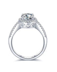 Classic One Carat Moissanite Halo Engagement Ring in White Gold Plated Sterling Silver - Boutique Pavè