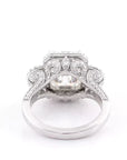 Fancy Vintage Inspired Five Carat Emerald Cut Moissanite Engagement Ring in 14 Karat White Gold - Boutique Pavè
