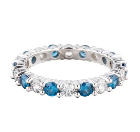 Faux Ceylon Sapphire Cubic Zirconia Eternity Band In Sterling Silver - Boutique Pavè