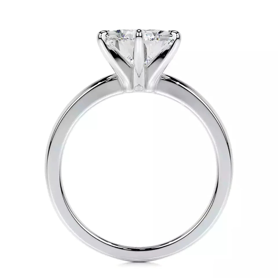 Five Carat Pear Cut Lab Created Diamond Solitaire Engagement Ring in 14 Karat White Gold - Boutique Pavè