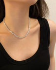 Glamorous Brilliant Round Cut Cubic Zirconia Tennis Necklace in Platinum-Plated Sterling Silver - Boutique Pavè