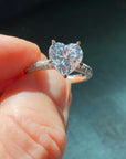 Heart Cut Cubic Zirconia and Round Cut Pave Engagement Ring In Sterling Silver - Boutique Pavè