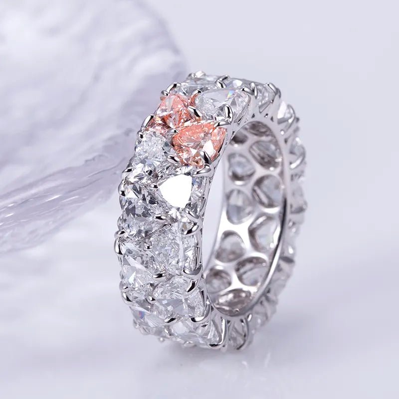 Luxurious 12 Carat Heart Cut Lab Created Diamond Eternity Ring in 14 Karat Gold - Boutique Pavè