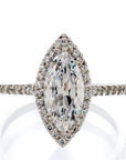 Marquis Cut Cubic Zirconia Solitaire Engagement Ring In Sterling Silver - Boutique Pavè