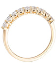 Nine Stone Round Cut Lab Created Diamond Anniversary Ring in 18 Karat Yellow Gold - Boutique Pavè