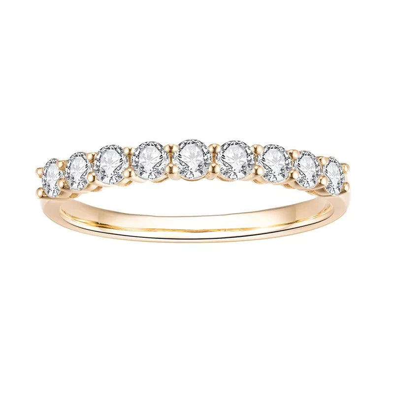 Nine Stone Round Cut Lab Created Diamond Anniversary Ring in 18 Karat Yellow Gold - Boutique Pavè
