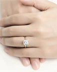 One Carat Asscher Cut Lab Created Diamond Solitaire Engagement Ring in 18 Karat White Gold - Boutique Pavè