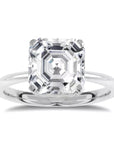 One Carat Brilliant Asscher Cut Lab Created Diamond Solitaire Engagement Ring in 18 Karat White Gold - Boutique Pavè