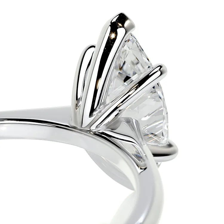 One Carat Brilliant Marquis Cut Moissanite Solitaire Engagement Ring in Platinum - Boutique Pavè