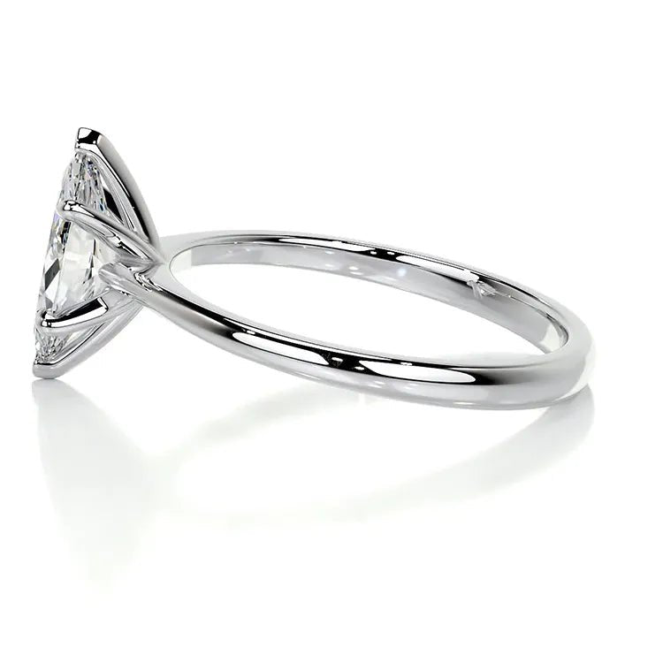 One Carat Brilliant Marquis Cut Moissanite Solitaire Engagement Ring in Platinum - Boutique Pavè
