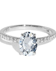 One Carat Brilliant Oval Cut Lab Created Diamond Eternity Solitaire Engagement Ring in 18 Karat White Gold - Boutique Pavè
