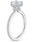 One Carat Brilliant Oval Cut Moissanite Pave Solitaire Engagement Ring in 18 Karat White Gold - Boutique Pavè