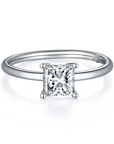 One Carat Brilliant Princess Cut Moissanite Engagement Ring in 14 Karat White Gold - Boutique Pavè