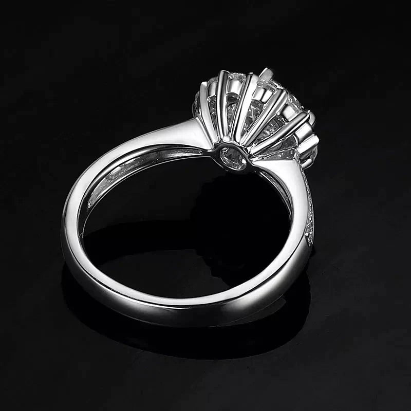 One Carat Brilliant Round Cut Lab Created Diamond Bright Halo Engagement Ring in 18 Karat White Gold - Boutique Pavè