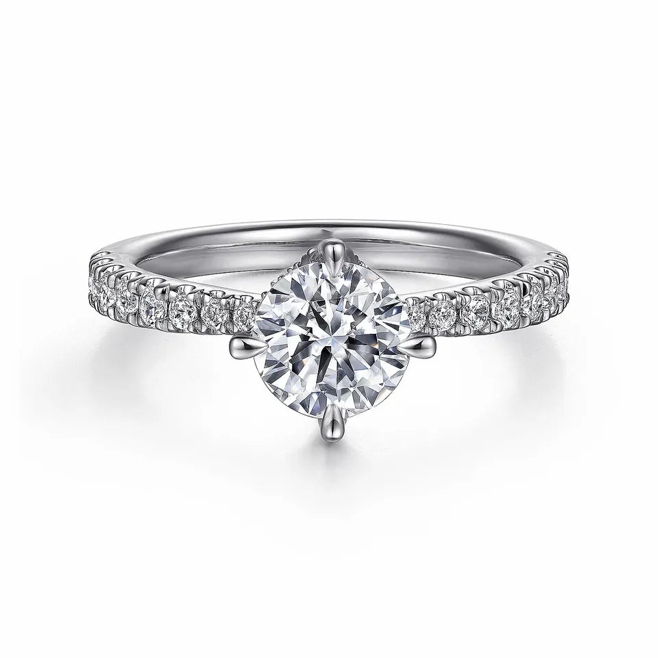 One Carat Brilliant Round Cut Lab Created Diamond Eternity Solitaire Engagement Ring in 10 Karat Gold - Boutique Pavè