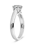 One Carat Brilliant Round Cut Lab Created Diamond Solitaire Straight Shank Engagement Ring in 14 Karat White Gold - Boutique Pavè