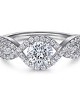 One Carat Brilliant Round Cut Luxury Cubic Zirconia Braided Shank Engagement Ring in Platinum - Boutique Pavè