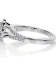 One Carat Brilliant Round Moissanite Halo Split Shank Engagement Ring in 14 Karat White Gold - Boutique Pavè