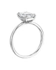 One Carat Elongated Emerald Cut Lab Created Diamond Solitaire Engagement Ring in 14 Karat White Gold - Boutique Pavè