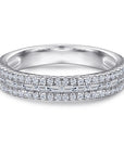 One Carat Emerald Cut Luxury Cubic Zirconia Halo Engagement and Wedding Ring Set in Platinum - Boutique Pavè