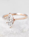 One Carat Marquise Cut Moissanite Solitaire Engagement Ring in 14 Karat Rose Gold - Boutique Pavè