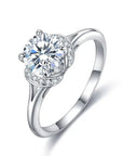 One Carat Moissanite Fancy Solitaire Engagement Ring in Platinum Plated Sterling Silver - Boutique Pavè