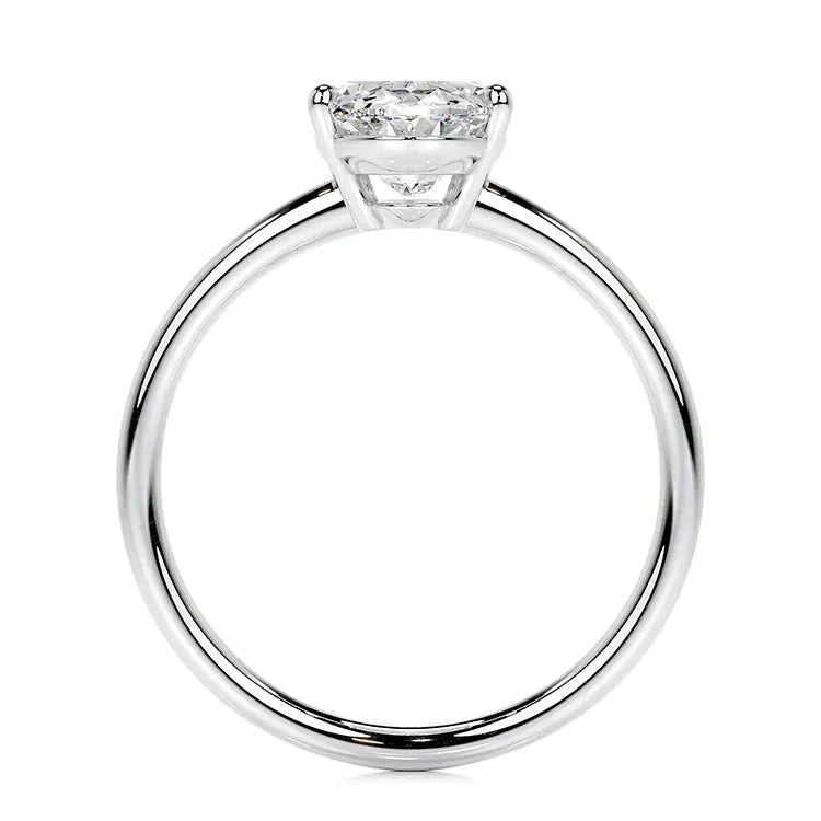 One Carat Oval Cut Lab Created Diamond Solitaire Engagement Ring in 14 Karat White Gold - Boutique Pavè
