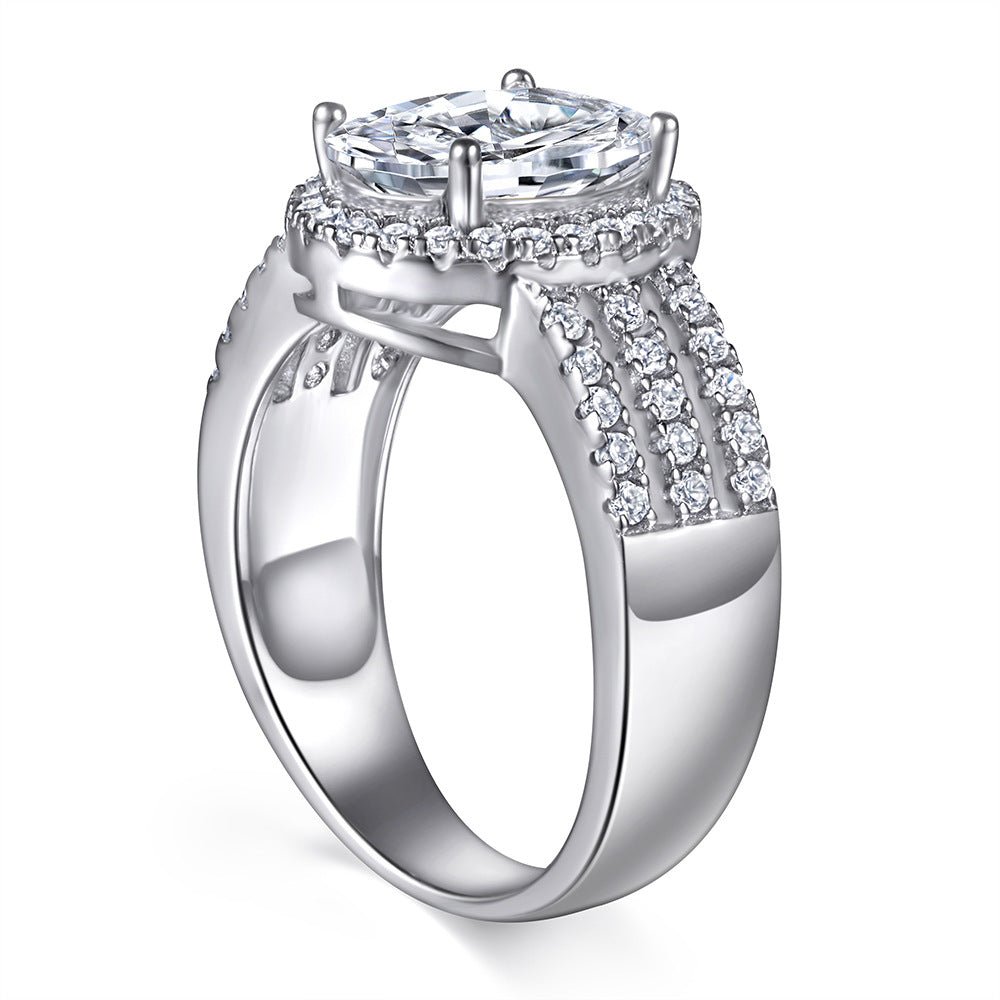 One Carat Oval Cut Luxury Cubic Zirconia Halo Engagement Ring in Platinum - Boutique Pavè